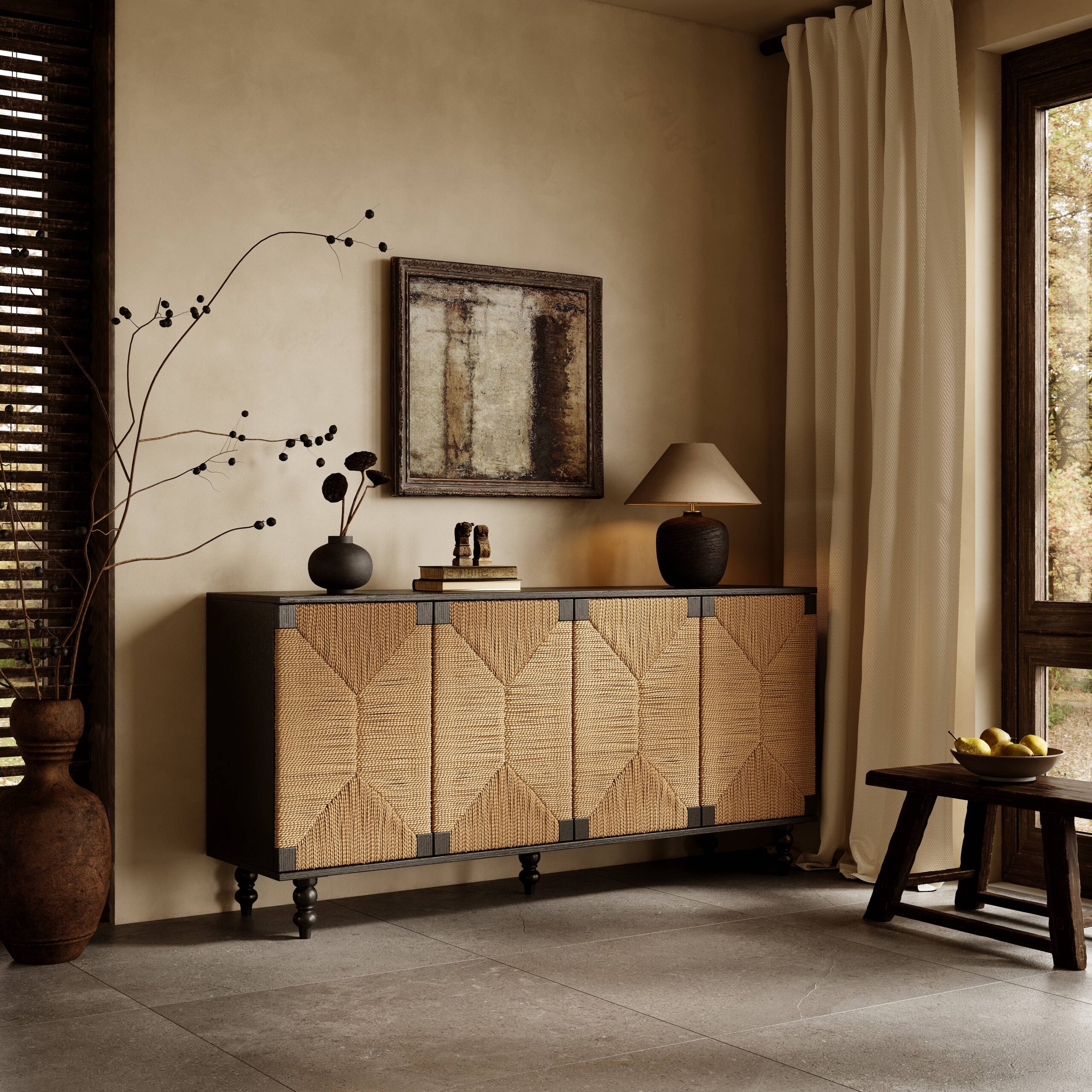 Accent Natural Sideboard Buffet Cabinet Storage Wood
