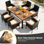 7 Pieces Rattan Patio Dining Set with Stackable Chairs and Umbrella Hole - Image 11