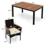 7 Pieces Rattan Patio Dining Set with Stackable Chairs and Umbrella Hole - Image 7