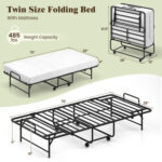 75 x 38 Inch Folding Bed with Mattress Twin Size Rolling Guest Bed - Image 5