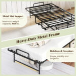 75 x 38 Inch Folding Bed with Mattress Twin Size Rolling Guest Bed - Image 10