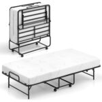 75 x 38 Inch Folding Bed with Mattress Twin Size Rolling Guest Bed - Image 3