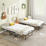 75 x 38 Inch Folding Bed with Mattress Twin Size Rolling Guest Bed - Image 7