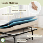 75 x 38 Inch Folding Bed with Mattress Twin Size Rolling Guest Bed - Image 8