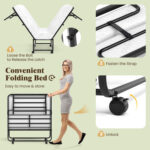 75 x 38 Inch Folding Bed with Mattress Twin Size Rolling Guest Bed - Image 11