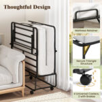 75 x 38 Inch Folding Bed with Mattress Twin Size Rolling Guest Bed - Image 9