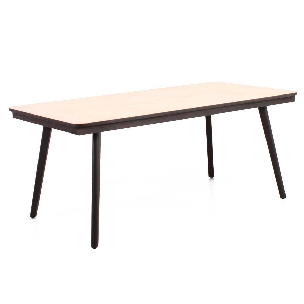 Wood and iron dining table, 180 x 90 x 77 cm