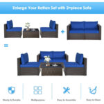 2 Pieces Patio Rattan Sectional Conversation Sofa Set - Image 7