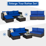 2 Pieces Patio Rattan Armless Sofa Set with 2 Cushions and 2 Pillows - Image 7