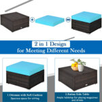 5 Pieces Patio Sectional Rattan Furniture Set with Ottoman Table - Image 11