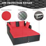 Spacious Outdoor Rattan Daybed with Upholstered Cushions and Pillows - Image 9