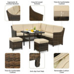 6 Pieces Patio Rattan Dining Sofa Funiture Set - Image 10