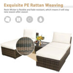 5 Pieces Wicker Lounge Chair Set with Washable Zippered Cushions - Image 7
