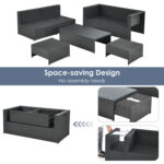 6 Pieces Patio Rattan Furniture Set with Glass Table and Cushioned Seat - Image 6