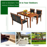 4 Pieces Acacia Wood Patio Rattan Dining Furniture Set - Image 9