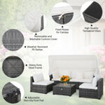 6 Pieces Patio Rattan Furniture Set with Retractable Canopy - Image 7