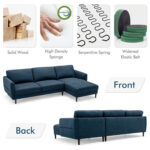 L-Shaped Fabric Sectional Sofa with Chaise Lounge and Solid Wood Legs - Image 6