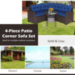 4 Pieces Patio Rattan Furniture Set Cushioned Sofa Glass Table - Image 3