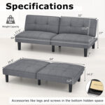 Convertible Folding Futon Sofa Bed with 6-Position Adjustable Backrest - Image 5