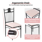 5 Pieces Dining Set Wood Metal Table and 4 Chairs with Cushions - Image 9