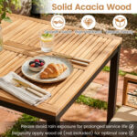 7-Piece Outdoor Dining Set with Acacia Wood Table & Chairs and Umbrella Hole - Image 7