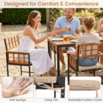 7-Piece Outdoor Dining Set with Acacia Wood Table & Chairs and Umbrella Hole - Image 8