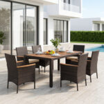 7-Piece Patio Dining Set with Wood Tabletop and Padded Cushion for Backyard - Image 6