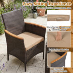 7-Piece Patio Dining Set with Wood Tabletop and Padded Cushion for Backyard - Image 7