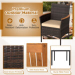 7-Piece Patio Dining Set with Wood Tabletop and Padded Cushion for Backyard - Image 8