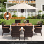 7-Piece Patio Dining Set with Wood Tabletop and Padded Cushion for Backyard - Image 9