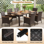 7-Piece Patio Dining Set with Wood Tabletop and Padded Cushion for Backyard - Image 10