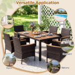 7-Piece Patio Dining Set with Wood Tabletop and Padded Cushion for Backyard - Image 11