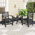 7 Pieces Outdoor Dining Table Set for 6 People 67 Inch HDPE Patio Rectangle Table and 6 Armchairs - Image 7