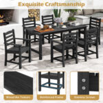 7 Pieces Outdoor Dining Table Set for 6 People 67 Inch HDPE Patio Rectangle Table and 6 Armchairs - Image 10
