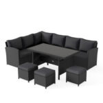 7 Pieces Outdoor Wicker Sectional Sofa Set with Dining Table - Image 4
