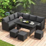 7 Pieces Outdoor Wicker Sectional Sofa Set with Dining Table - Image 3