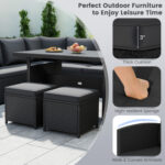 7 Pieces Outdoor Wicker Sectional Sofa Set with Dining Table - Image 6