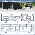 7 Pieces Outdoor Wicker Sectional Sofa Set with Dining Table - Image 7