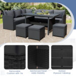 7 Pieces Outdoor Wicker Sectional Sofa Set with Dining Table - Image 9