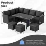 7 Pieces Outdoor Wicker Sectional Sofa Set with Dining Table - Image 5