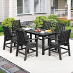 7 Pieces Patio Dining Set Outdoor HDPE Weather Resistant Table and Chairs Set - Image 2