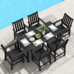 7 Pieces Patio Dining Set Outdoor HDPE Weather Resistant Table and Chairs Set - Image 3