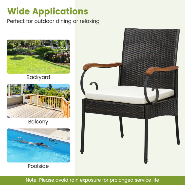 7 Pieces Patio Wicker Dining Set with Detachable Cushion and Umbrella Hole - Image 8