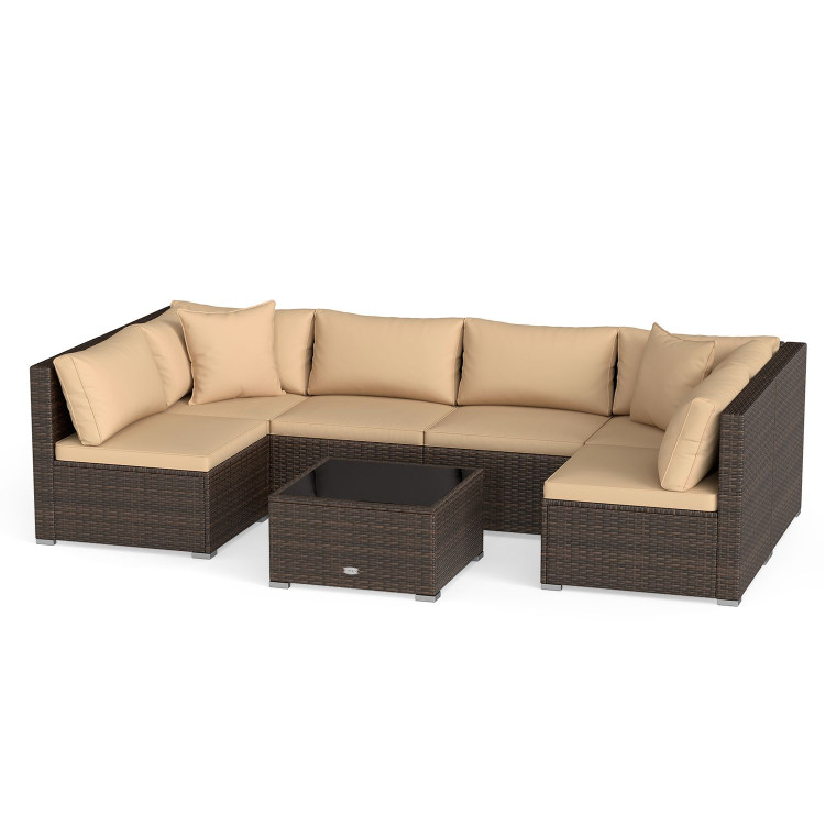 7_Pieces_Patio_Ratta_1790212508462140_376092.jpeg 7 Pieces Patio Rattan Furniture Set with Sectional Sofa Cushions - Image 1