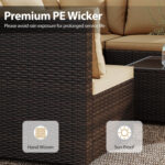 7 Pieces Patio Rattan Furniture Set with Sectional Sofa Cushions - Image 8