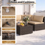 7 Pieces Patio Rattan Furniture Set with Sectional Sofa Cushions - Image 9