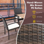 7 Pieces Patio Wicker Cushioned Dining Set with Umbrella Hole - Image 10