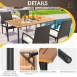 7 Pieces Patio Wicker Cushioned Dining Set with Umbrella Hole - Image 7