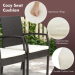7 Pieces Patio Wicker Cushioned Dining Set with Umbrella Hole - Image 8