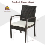 7 Pieces Patio Wicker Cushioned Dining Set with Umbrella Hole - Image 5